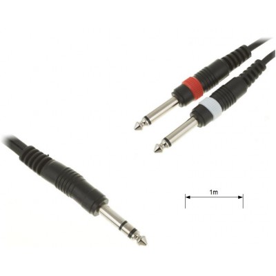 Stereo Jack to 2x Mono Jack Cable - 1 meter