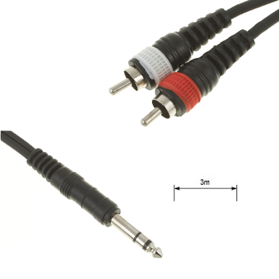 Câble Jack Stéréo vers 2x RCA - 3 mètres